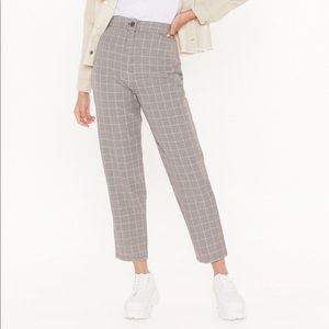 High-waisted Check Print Pants